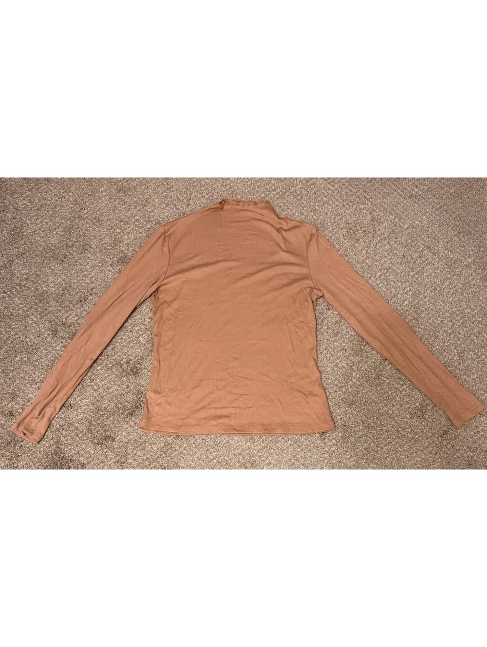 Oakgarden Women’s Brown Ribbed Mock Neck Long Sleeve Top Medium NWT